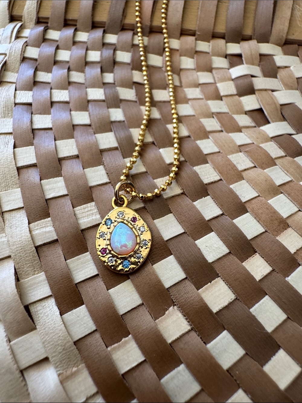 Kinsey Designs NWT 24K Gold Filled Opal Pendant Necklace Dainty Everyday Jewelry